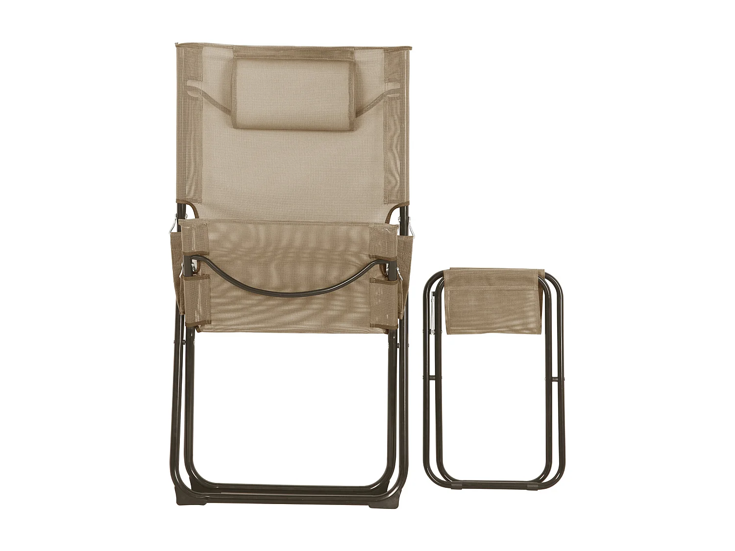 SVITA TOMRA chaise longue avec tabouret chaise de plage pliante chaise de camping chaise de piscine oreiller taupe