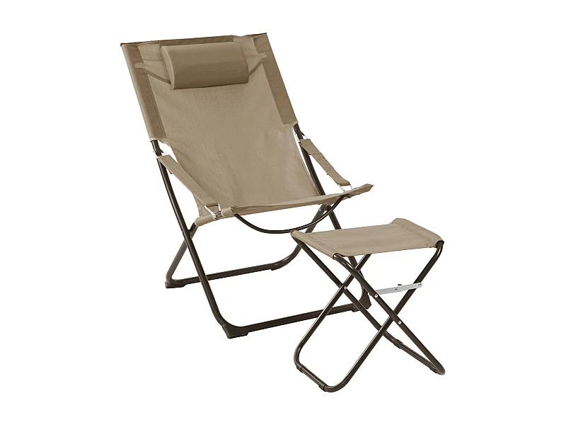 SVITA TOMRA chaise longue avec tabouret chaise de plage pliante chaise de camping chaise de piscine oreiller taupe