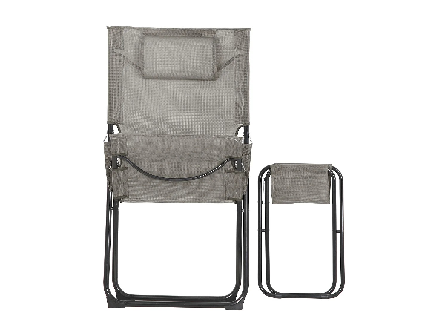 SVITA TOMRA chaise longue avec tabouret chaise de plage pliante chaise de camping chaise de piscine oreiller gris clair