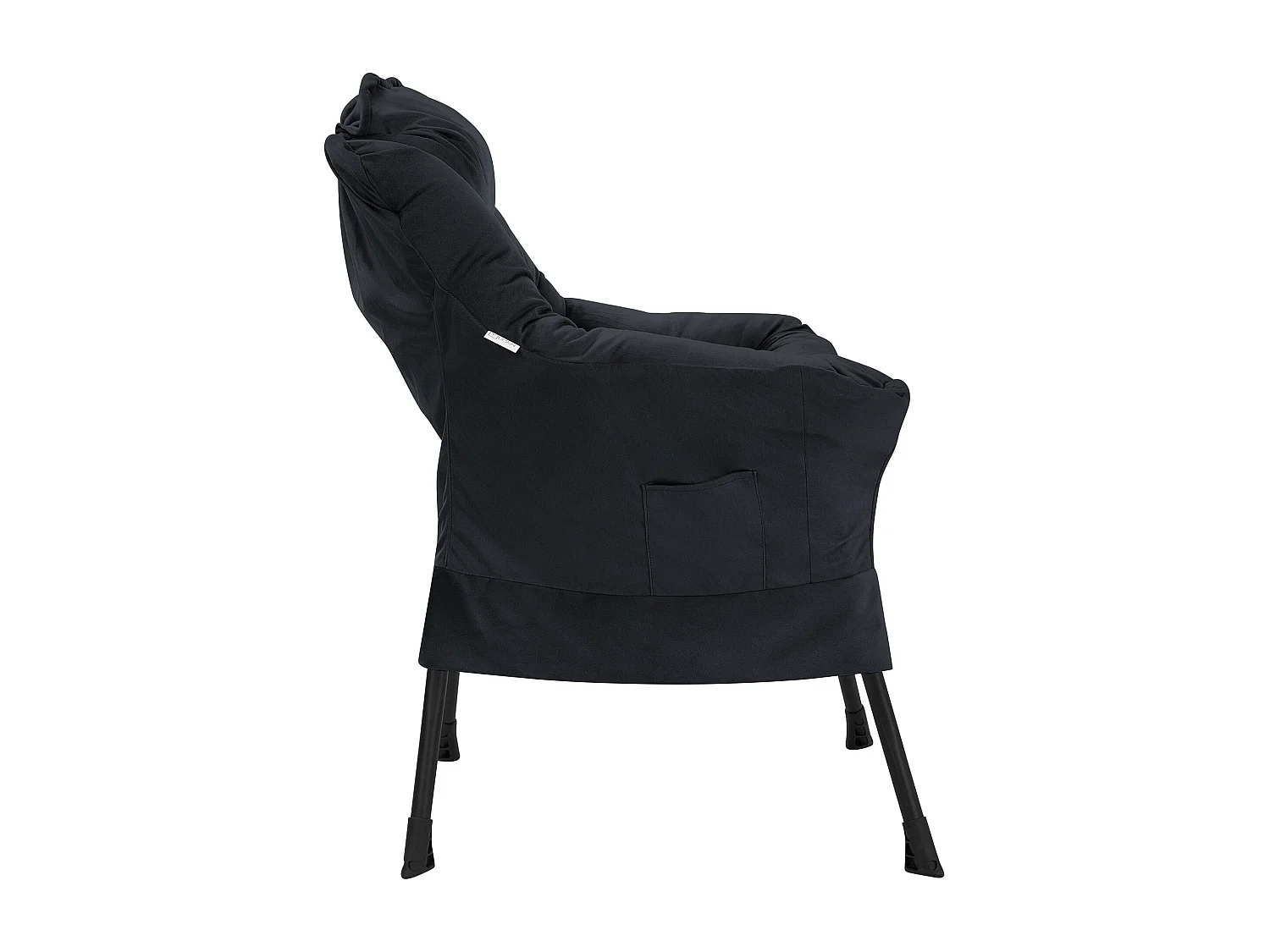ML-Design Fauteuil relax noir, Fauteuil de salon avec accoudoirs &amp; poche latérale