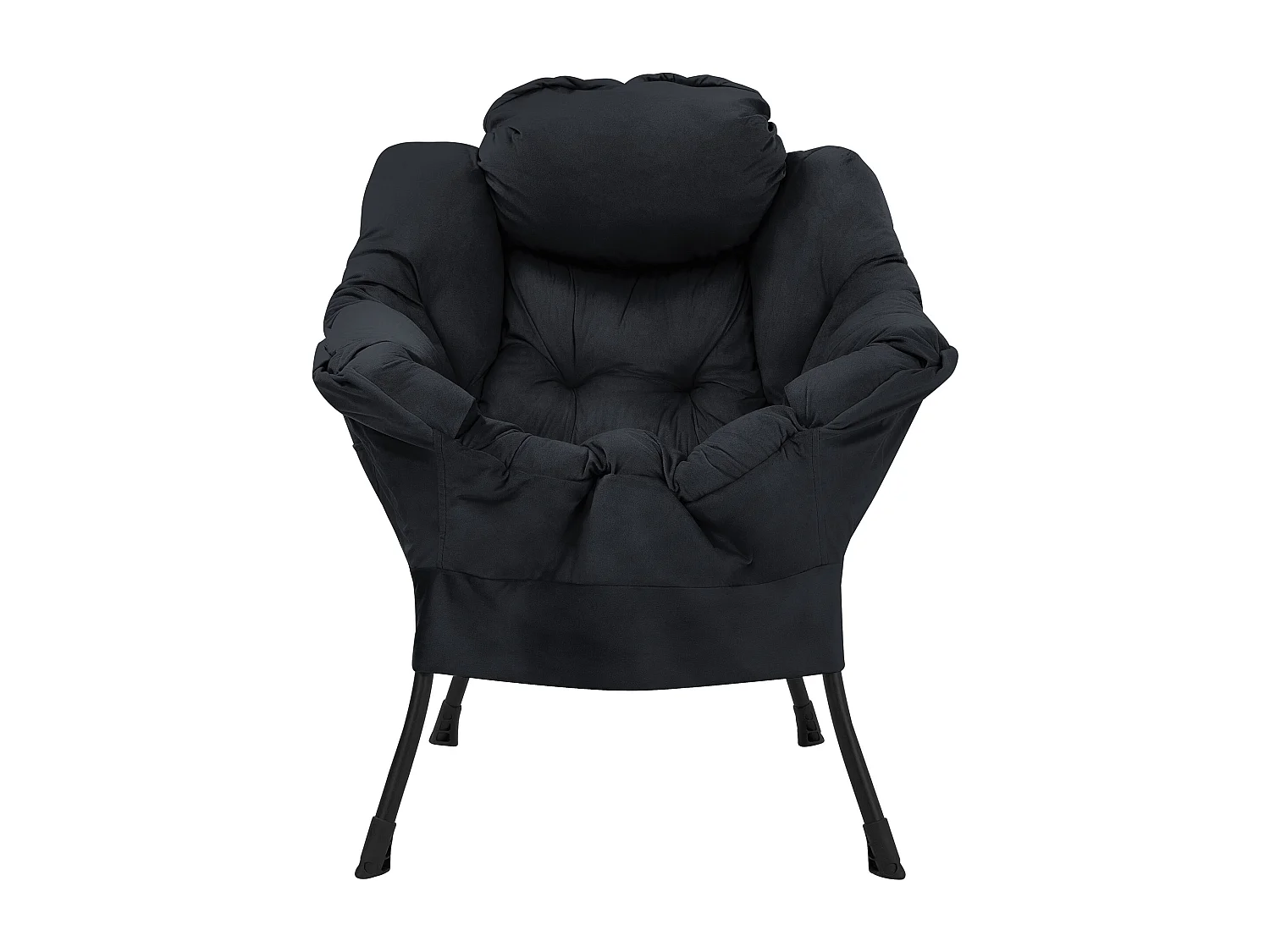ML-Design Reclinable negro, Sillón con reposabrazos y bolsillo lateral