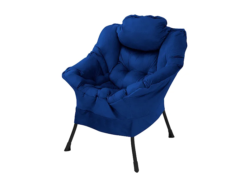 ML-Design Sillón reclinable azul oscuro, Sillón con reposabrazos y bolsillo lateral