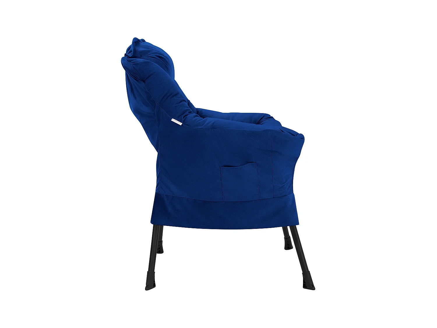ML-Design Sillón reclinable azul oscuro, Sillón con reposabrazos y bolsillo lateral