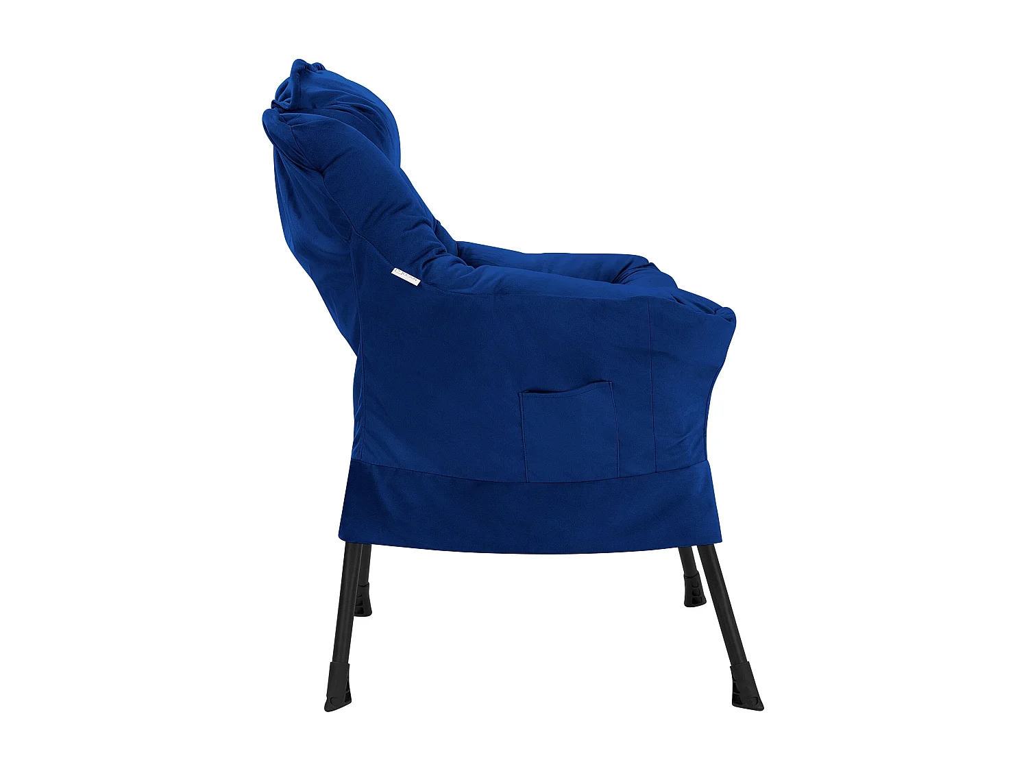 ML-Design Sillón reclinable azul oscuro, Sillón con reposabrazos y bolsillo lateral