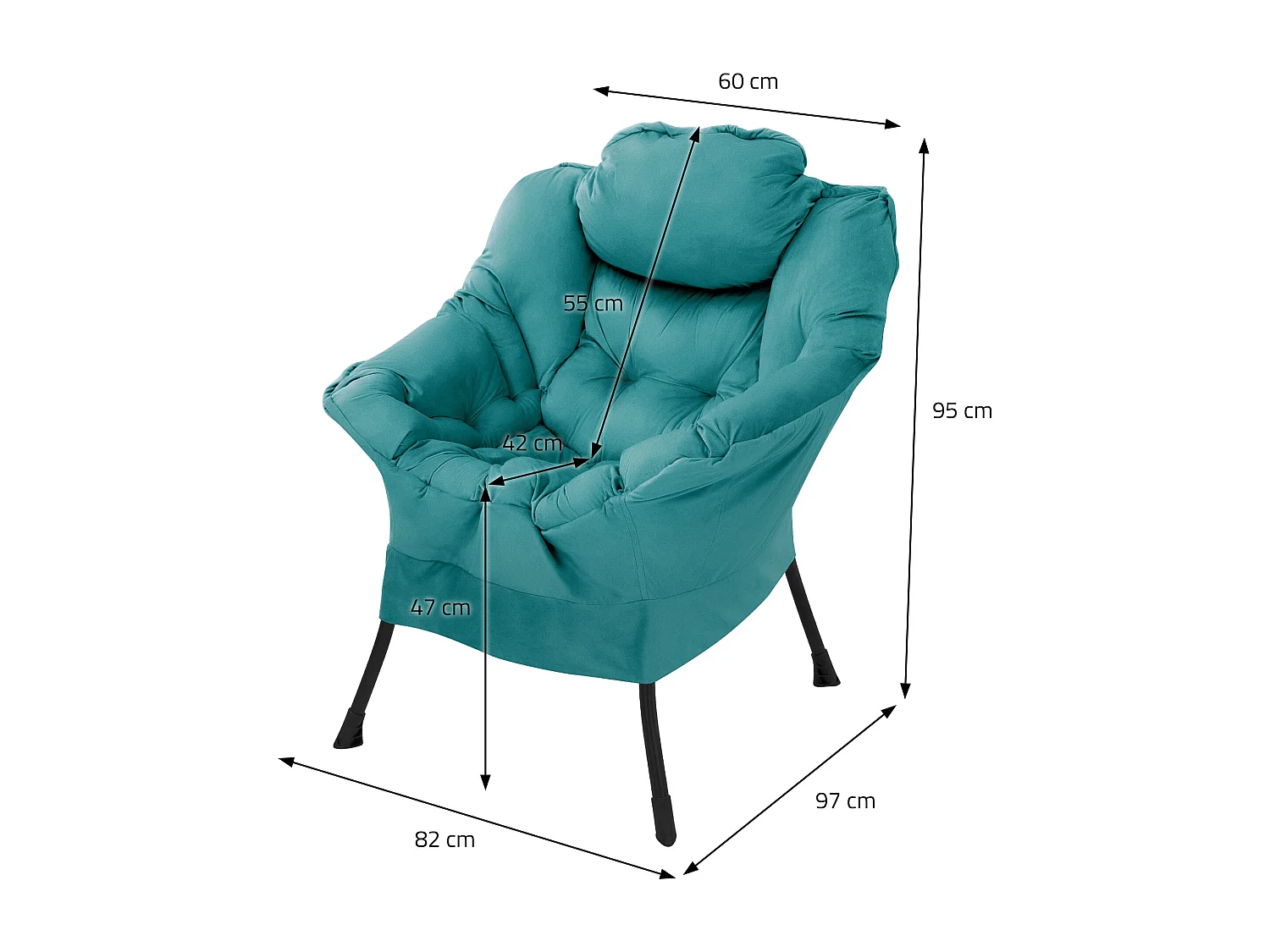 ML-Design sillón reclinable gasolina, Sillón Lounge con reposabrazos & bolsillo lateral