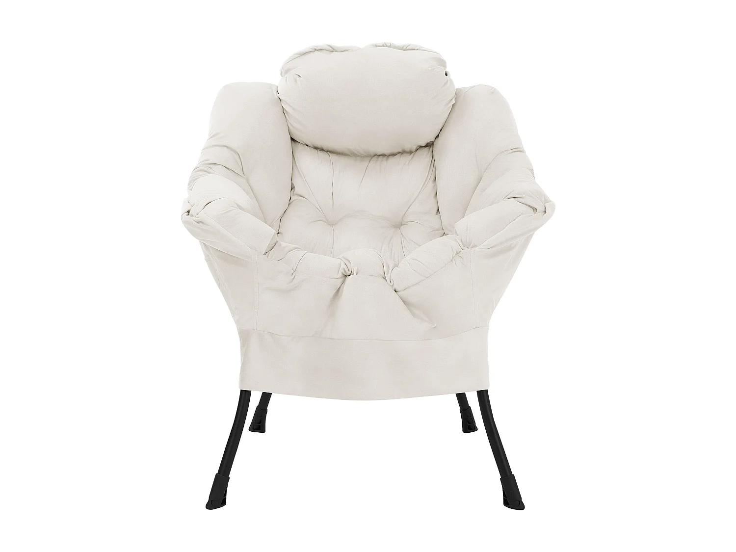 ML-Design Sillón relax crema, Sillón lounge con reposabrazos y bolsillo lateral, Sillón TV con cojín