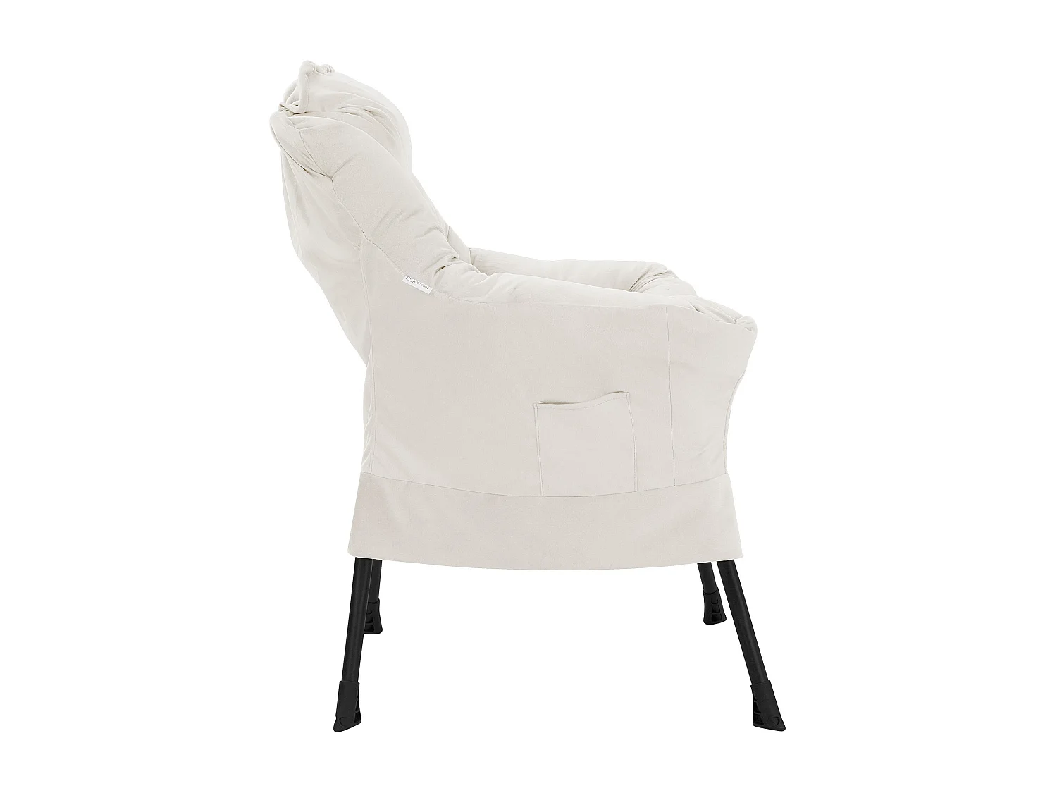 ML-Design Sillón relax crema, Sillón lounge con reposabrazos y bolsillo lateral, Sillón TV con cojín