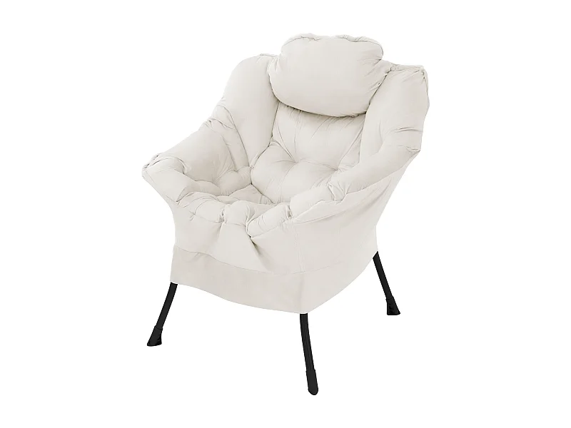 ML-Design Fauteuil relax crème, Fauteuil de salon avec accoudoirs & poche latérale, Fauteuil de télévision avec coussin
