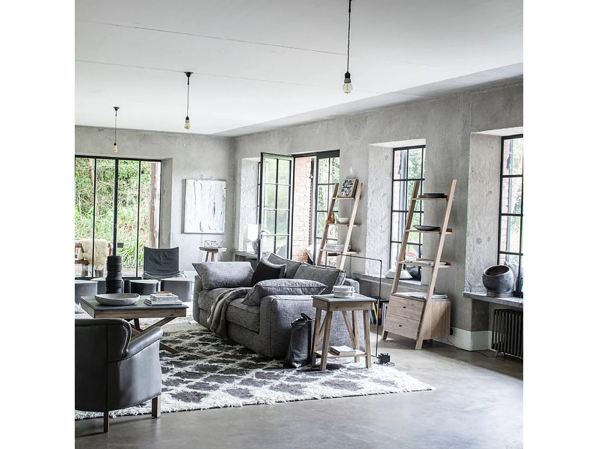 Table basse carrée croisillons plateau en béton Bois Marron - Horizon Interior's