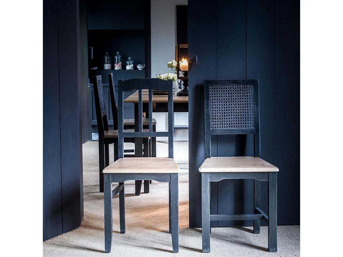 Lot de 2 chaises canné Bois Noir - Esquisse Interior's