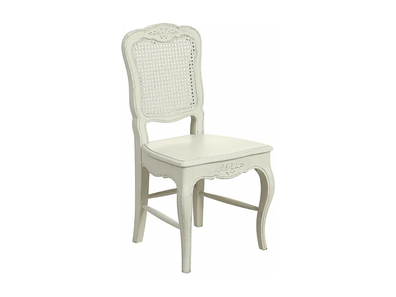 Lot de 2 chaises canné Bois Blanc - Château Interior's