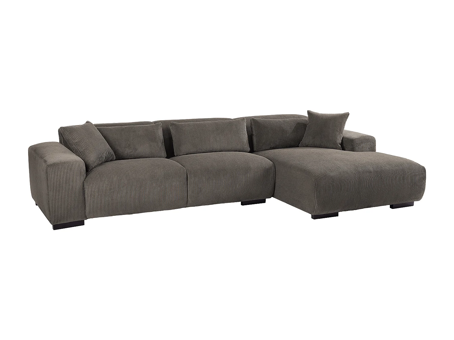 Sofá rinconera derecha en terciopelo acanalado taupe OVENTINO de Maison Céphy