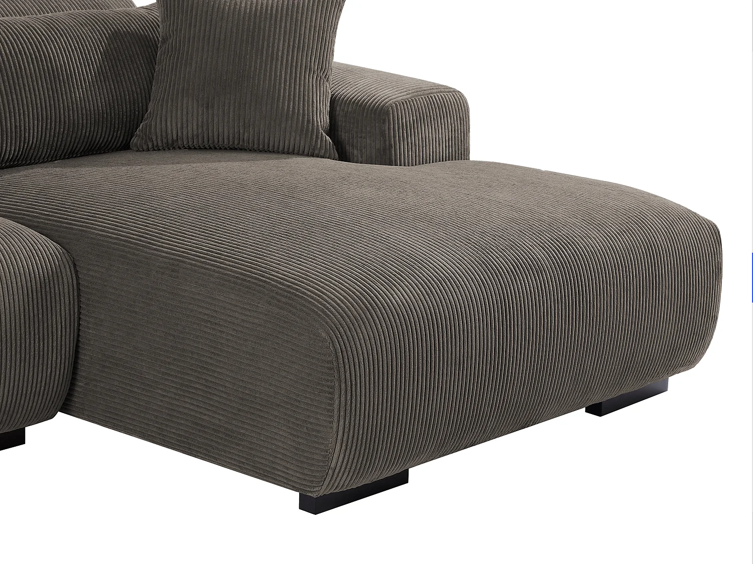 Canapé d'angle droit en velours côtelé taupe OVENTINO de Maison Céphy