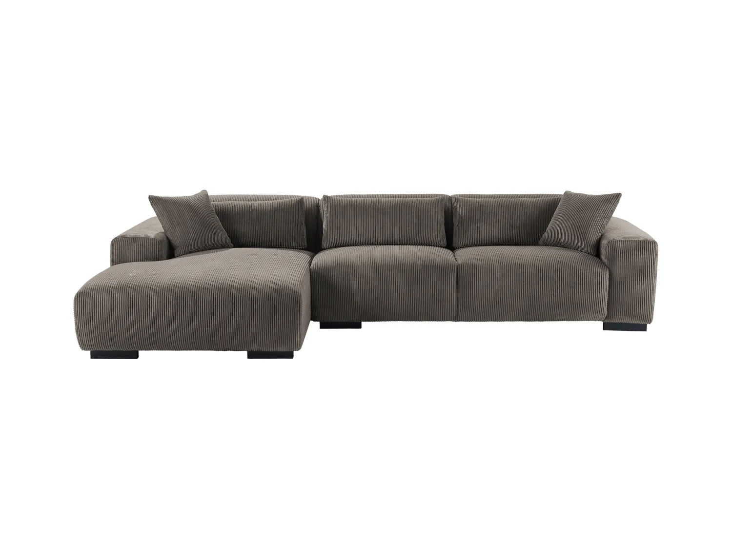 Linker hoekbank in taupe ribfluweel OVENTINO van Maison Céphy