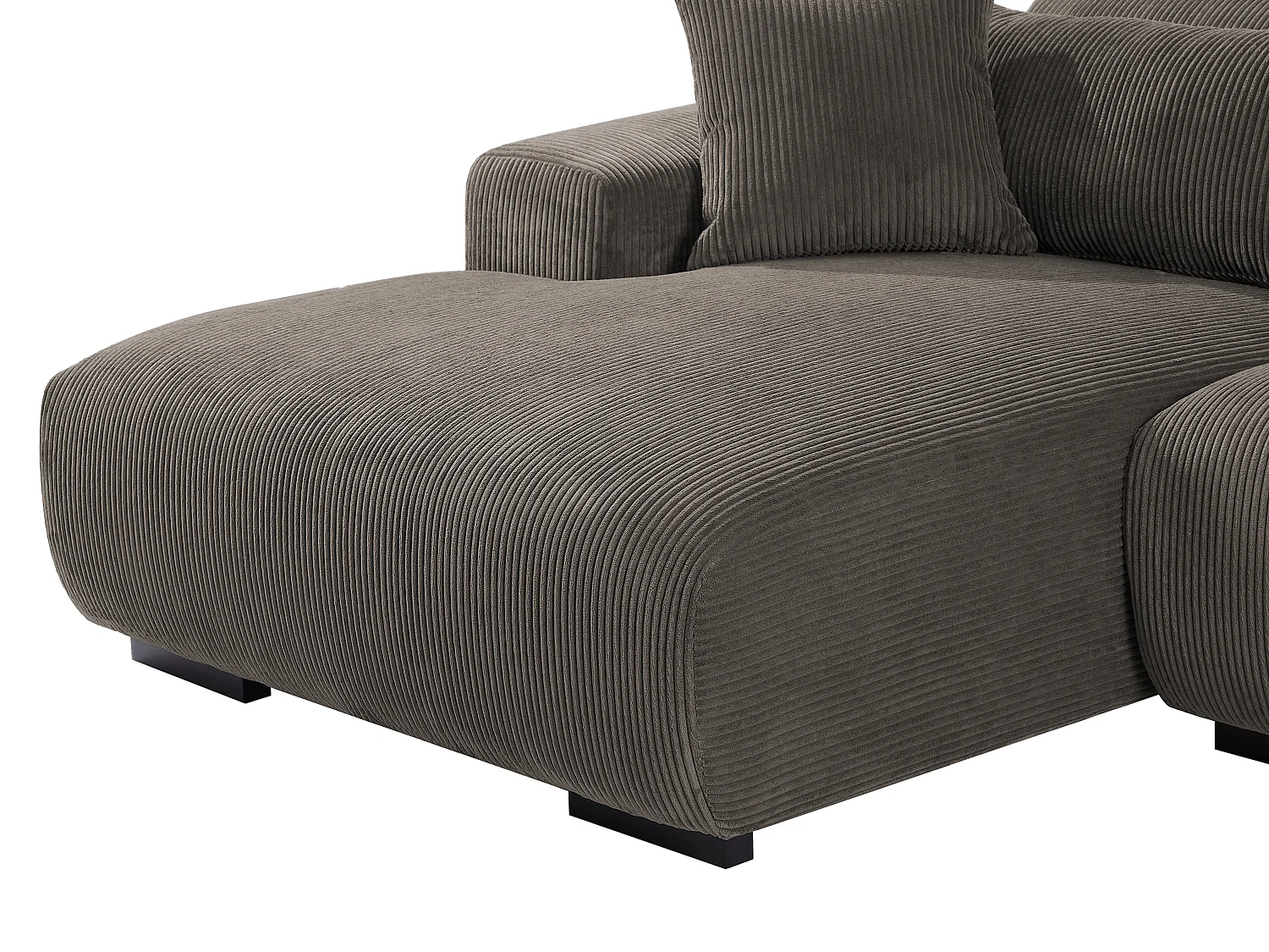 Canapé d'angle gauche en velours côtelé taupe OVENTINO de Maison Céphy