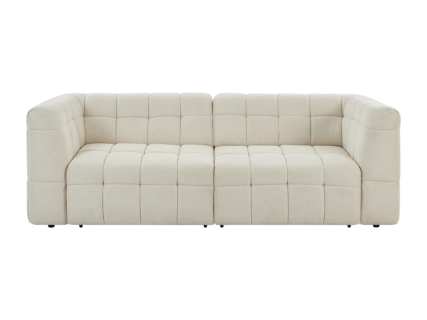 Canapé 3 places avec assise coulissante électrique en tissu texturé beige NELOSA