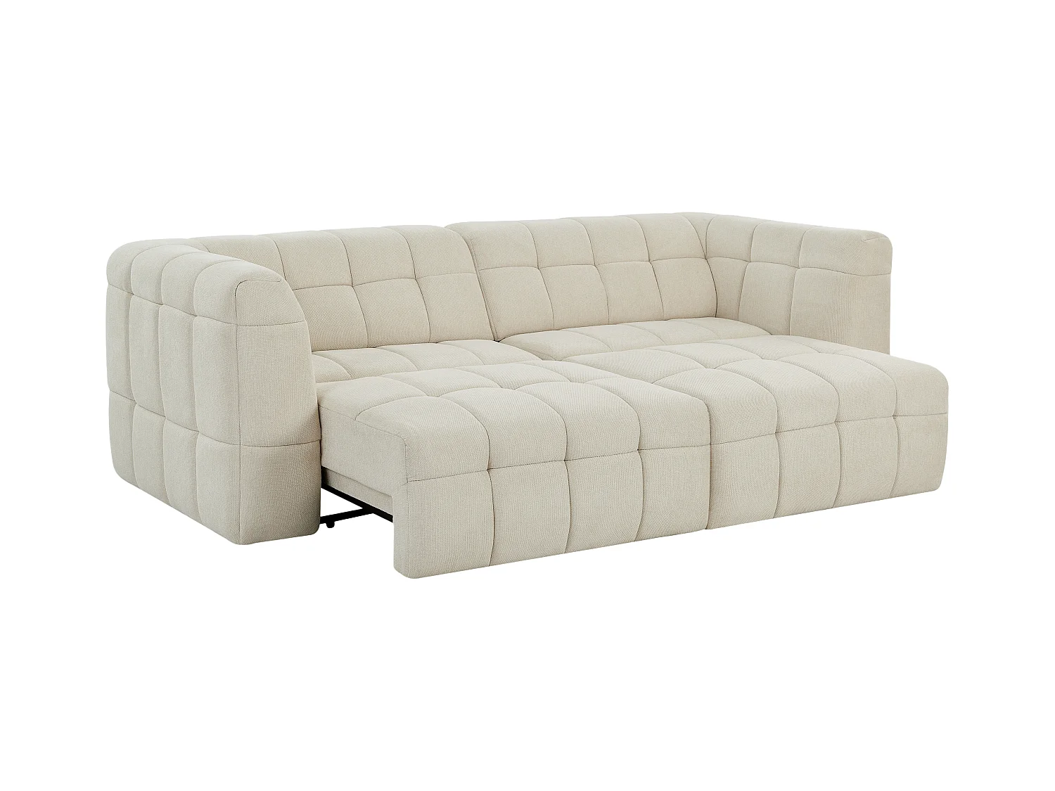 Canapé 3 places avec assise coulissante électrique en tissu texturé beige NELOSA