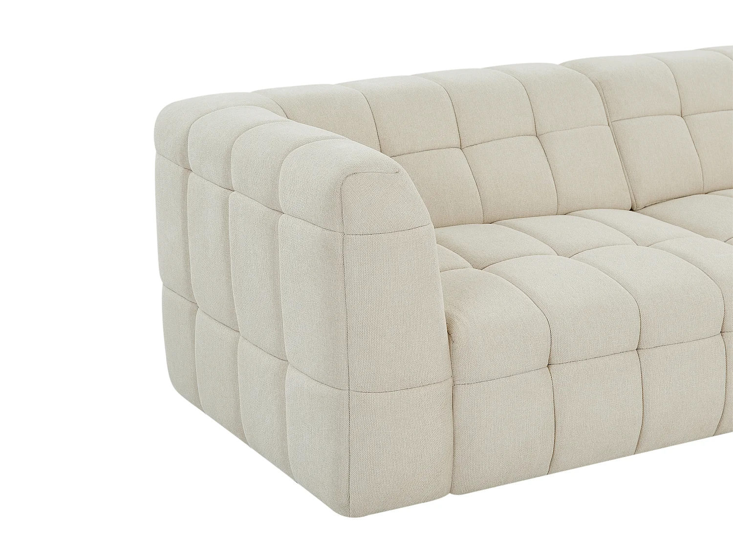 Canapé 3 places avec assise coulissante électrique en tissu texturé beige NELOSA