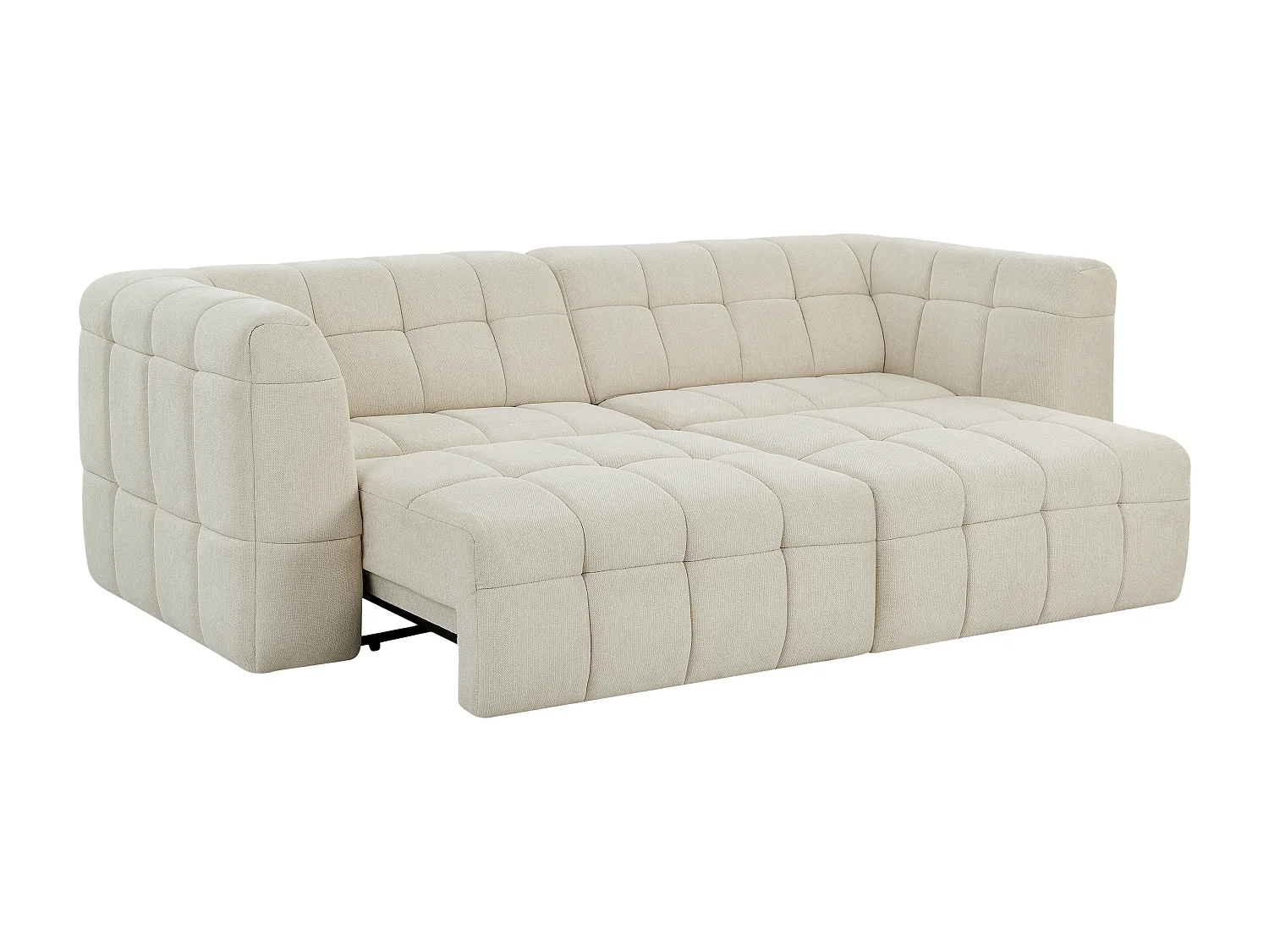 Canapé 3 places avec assise coulissante électrique en tissu texturé beige NELOSA