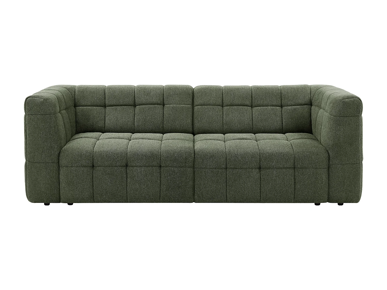 Canapé 3 places avec assise coulissante électrique en tissu texturé vert NELOSA