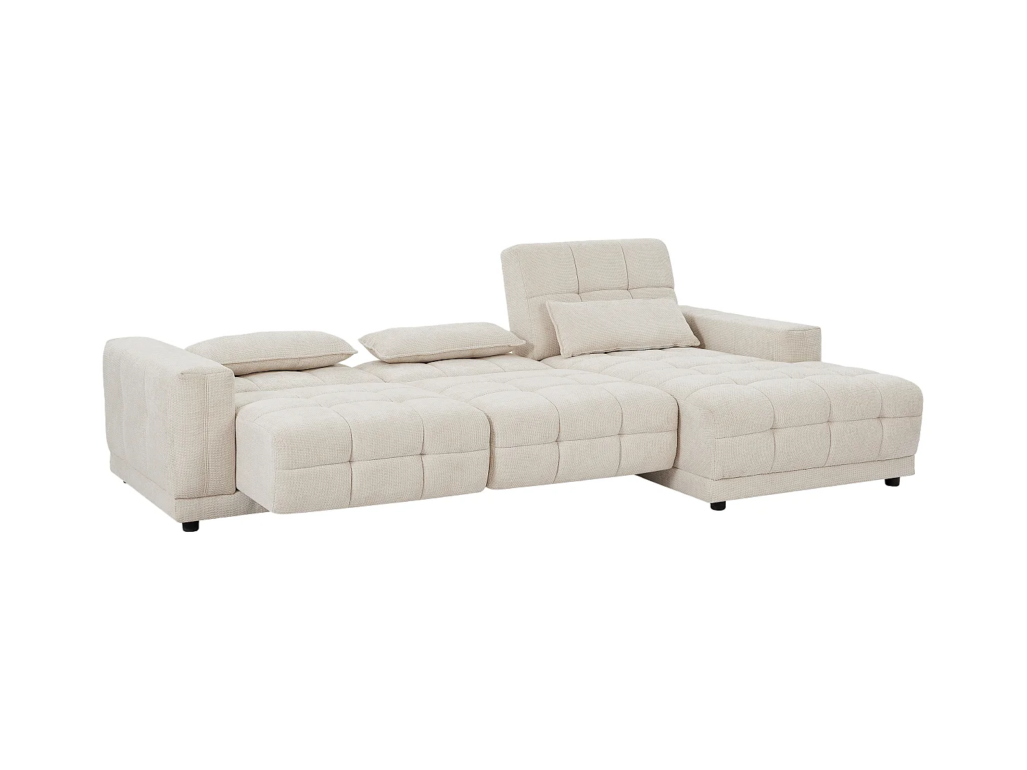 Hjørne-sofa med elektrisk afslappet stol i beige tekstil DOREA af Pascal Morabito