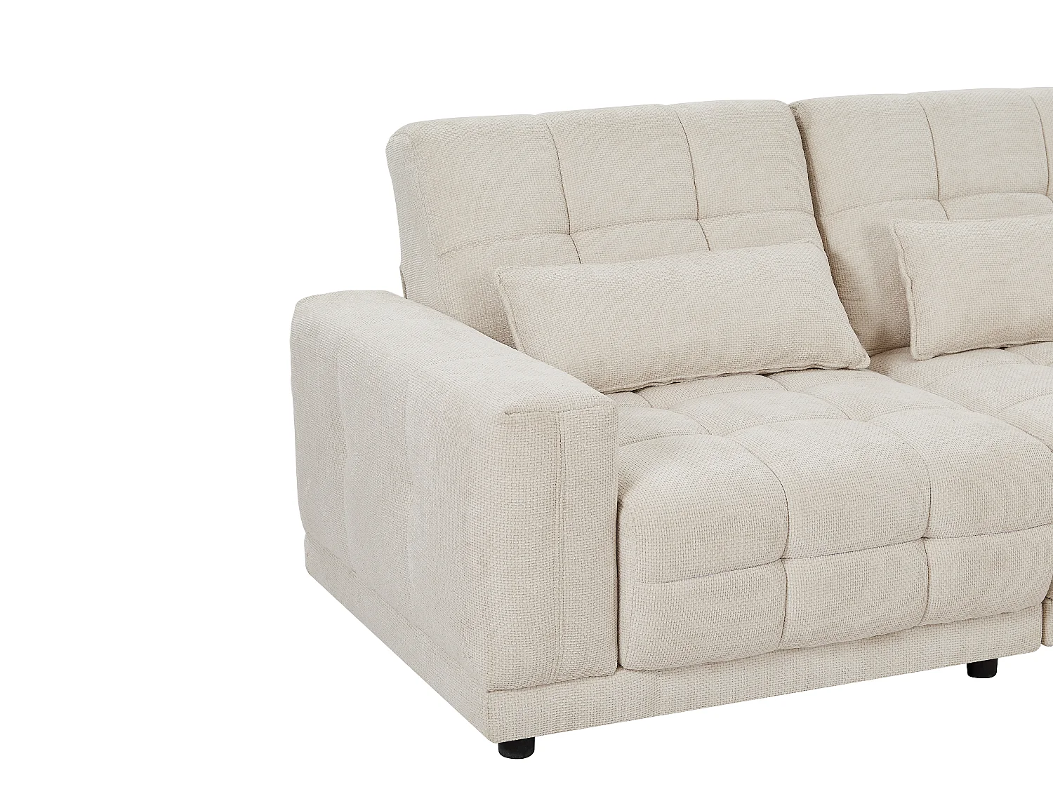 Canapé d'angle droit relax électrique en tissu texturé beige DOREA de Pascal Morabito