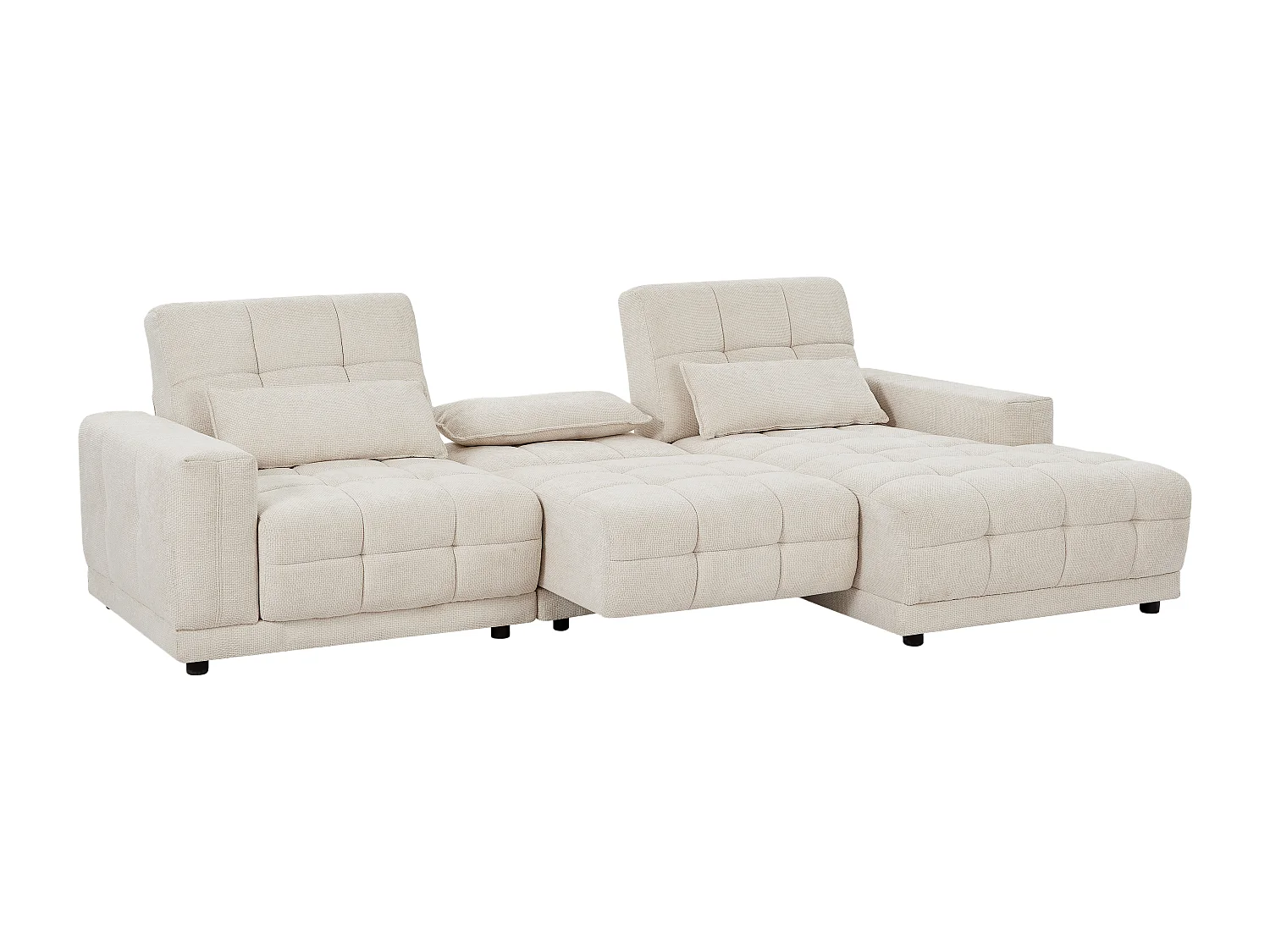 Canapé d'angle droit relax électrique en tissu texturé beige DOREA de Pascal Morabito