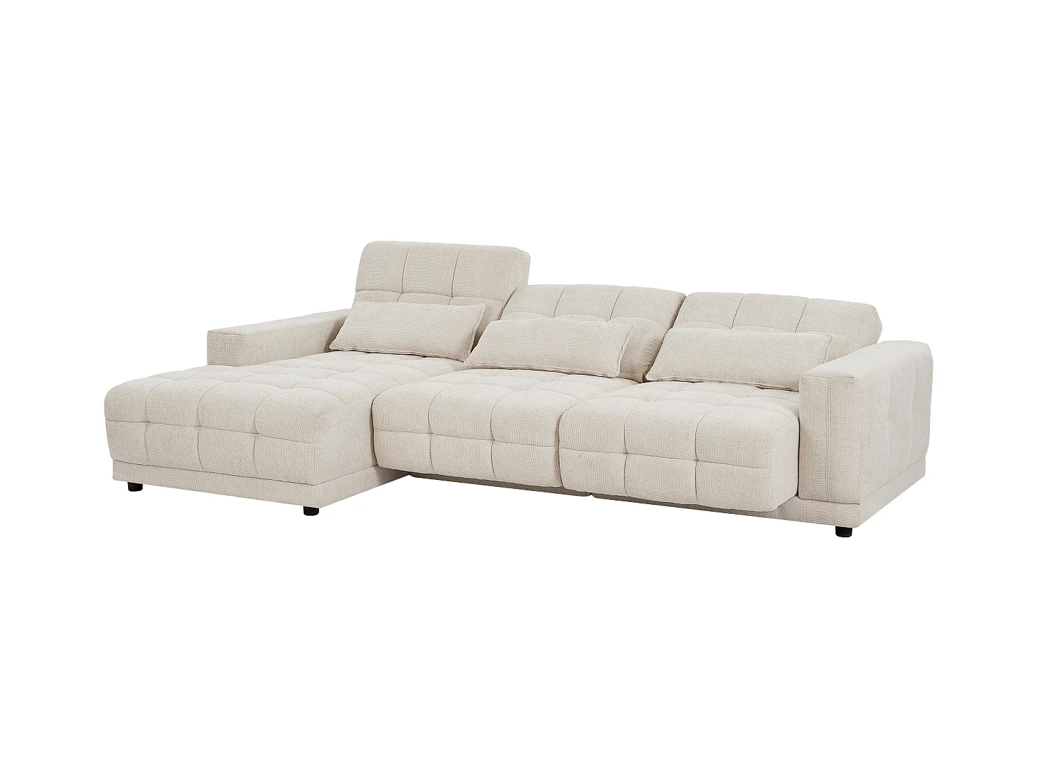 Eckrelaxsofa elektrisch - Ecke links - Strukturstoff - Beige - DOREA von Pascal Morabito