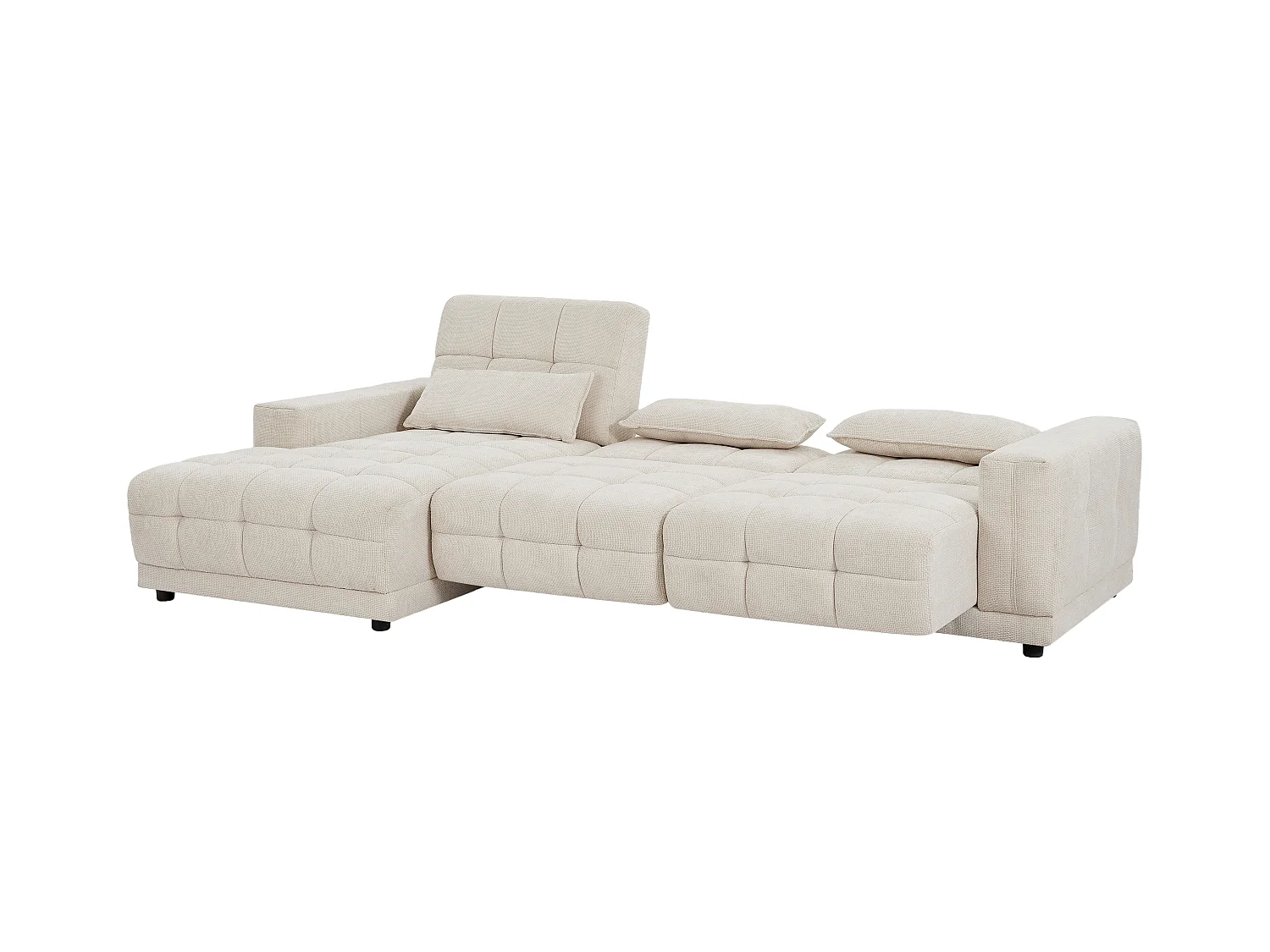 Eckrelaxsofa elektrisch - Ecke links - Strukturstoff - Beige - DOREA von Pascal Morabito