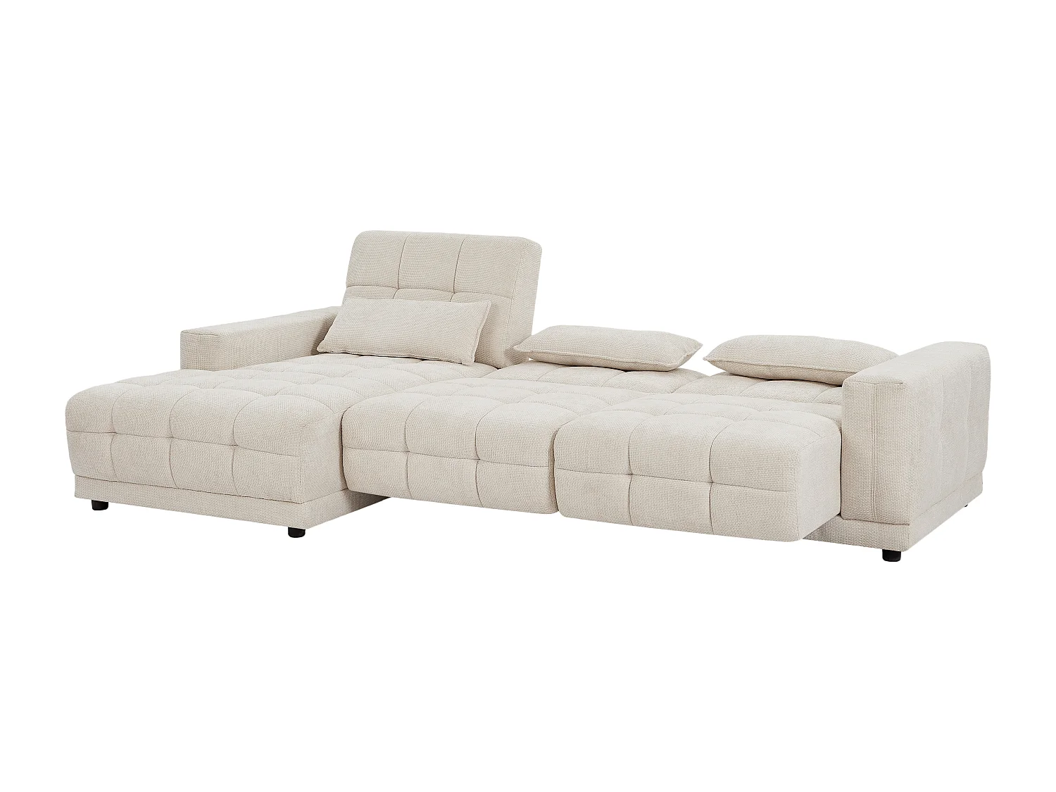 Canapé d'angle gauche relax électrique en tissu texturé beige DOREA de Pascal Morabito