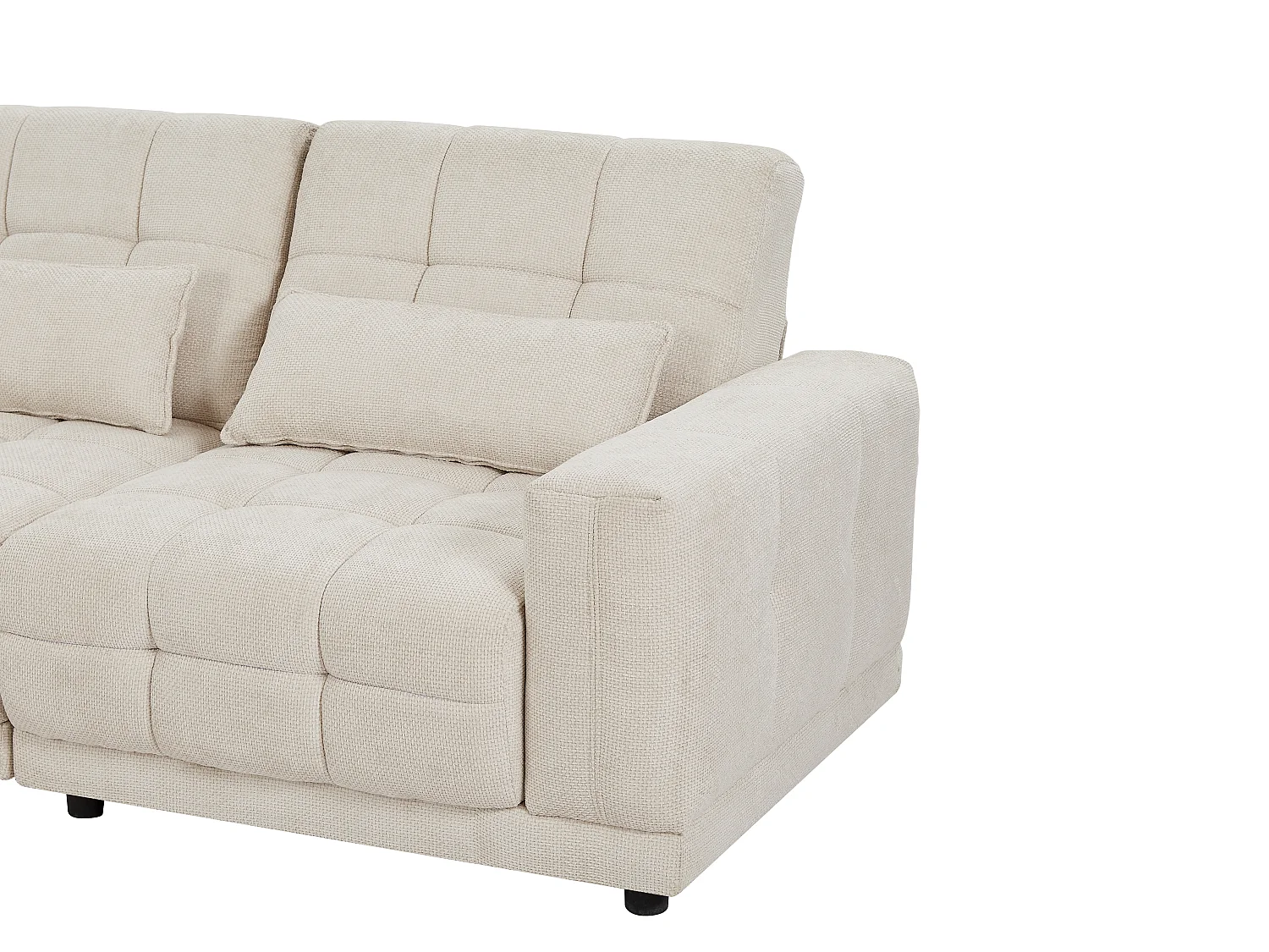 Canapé d'angle gauche relax électrique en tissu texturé beige DOREA de Pascal Morabito