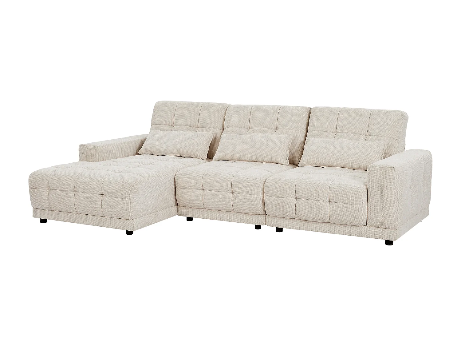 Canapé d'angle gauche relax électrique en tissu texturé beige DOREA de Pascal Morabito