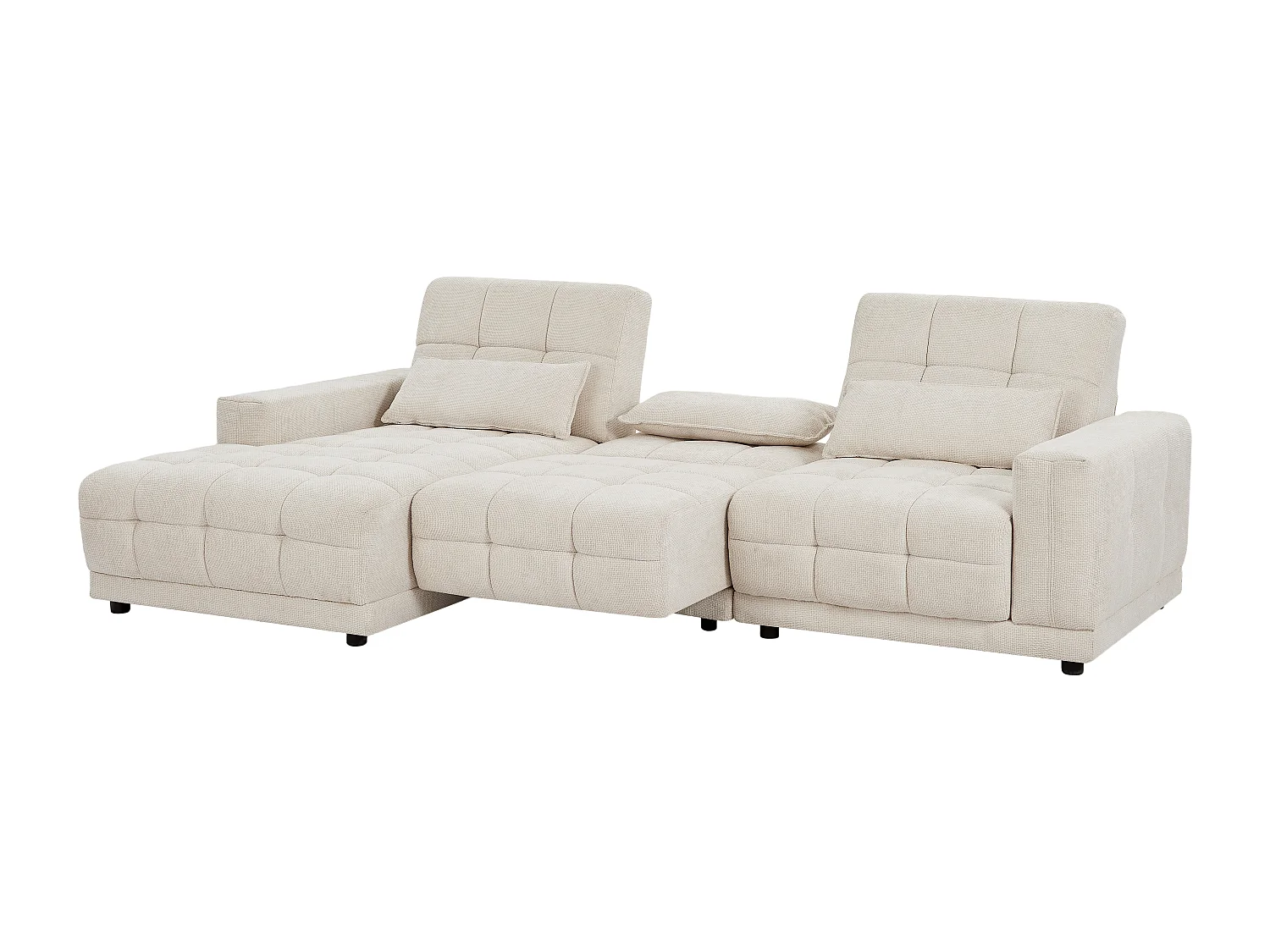 Canapé d'angle gauche relax électrique en tissu texturé beige DOREA de Pascal Morabito