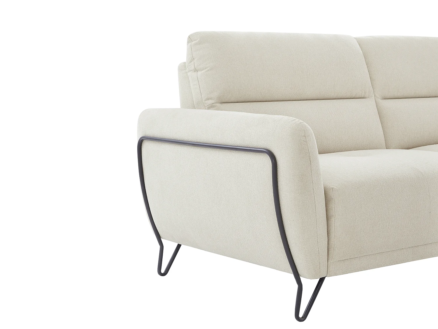 Canapé d'angle droit en tissu texturé beige dossier avance-recule DURIMA