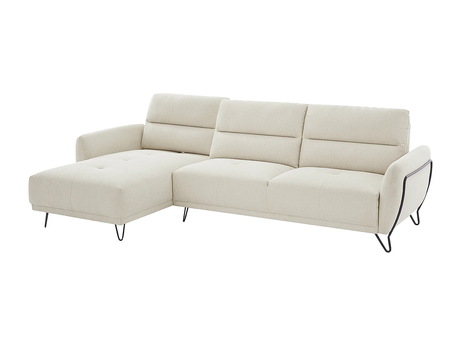 Canapé d'angle gauche en tissu texturé beige dossier avance-recule DURIMA