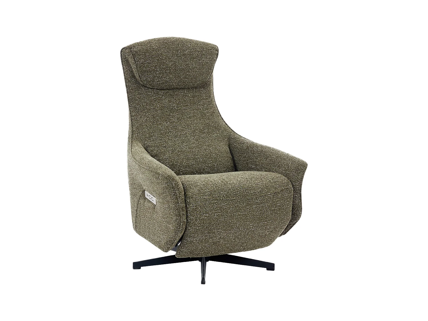 Elektrisk recliner-lænestol i grønt textureret stof TASEMO