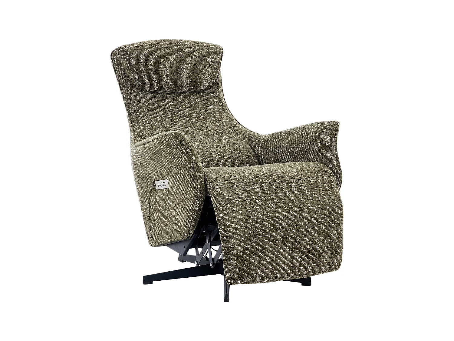 Elektrisk recliner-lænestol i grønt textureret stof TASEMO