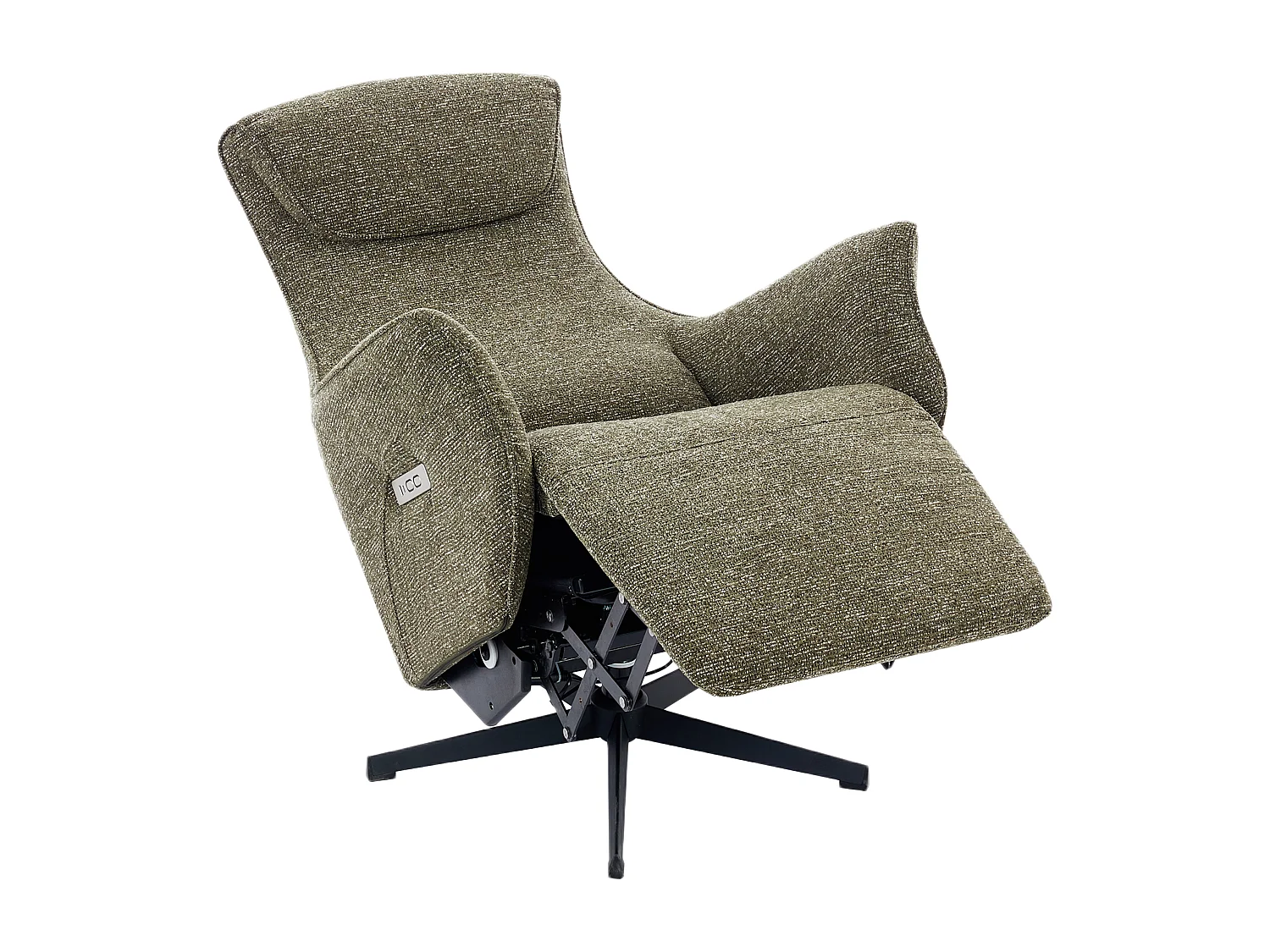 Elektrisk recliner-lænestol i grønt textureret stof TASEMO