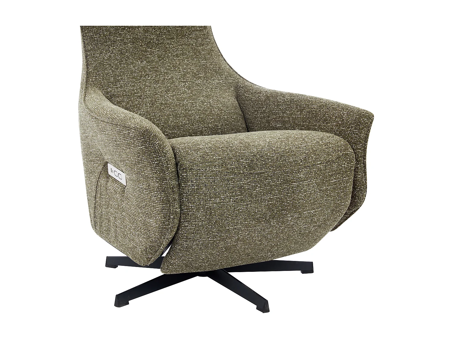 Elektrisk recliner-lænestol i grønt textureret stof TASEMO