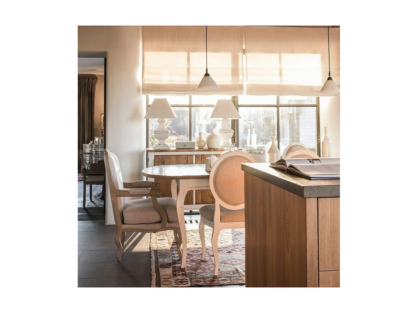 Lot de 2 chaises médaillon Bois Blanc - Provence Interior's