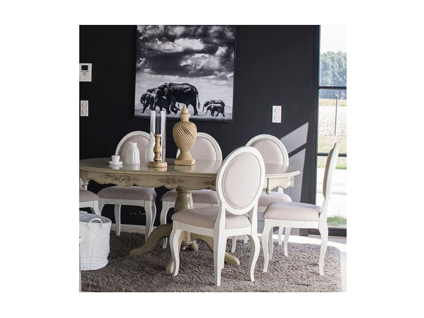 Lot de 2 chaises médaillon Bois Blanc - Provence Interior's