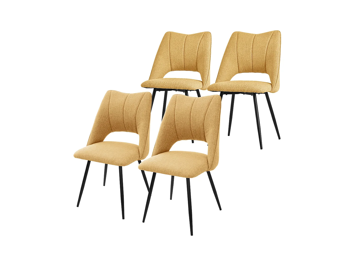 ML-Design Lot de 4 Chaises de Salle à Manger Jaune Moutarde, Assise en Polyester