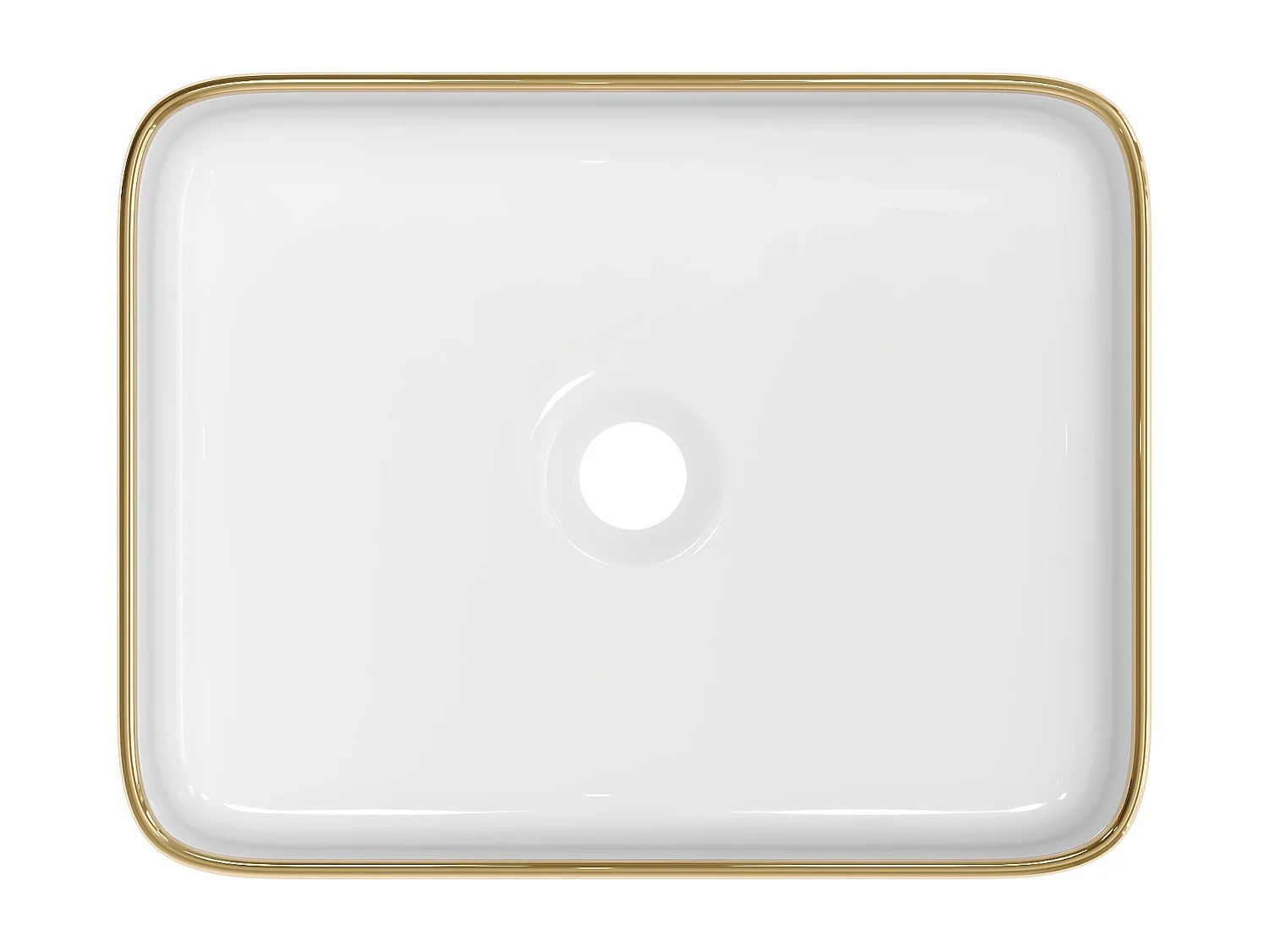 Vasque à poser rectangle en céramique - Blanc avec liseré doré  - 50 x 39 cm - JUNIKO II