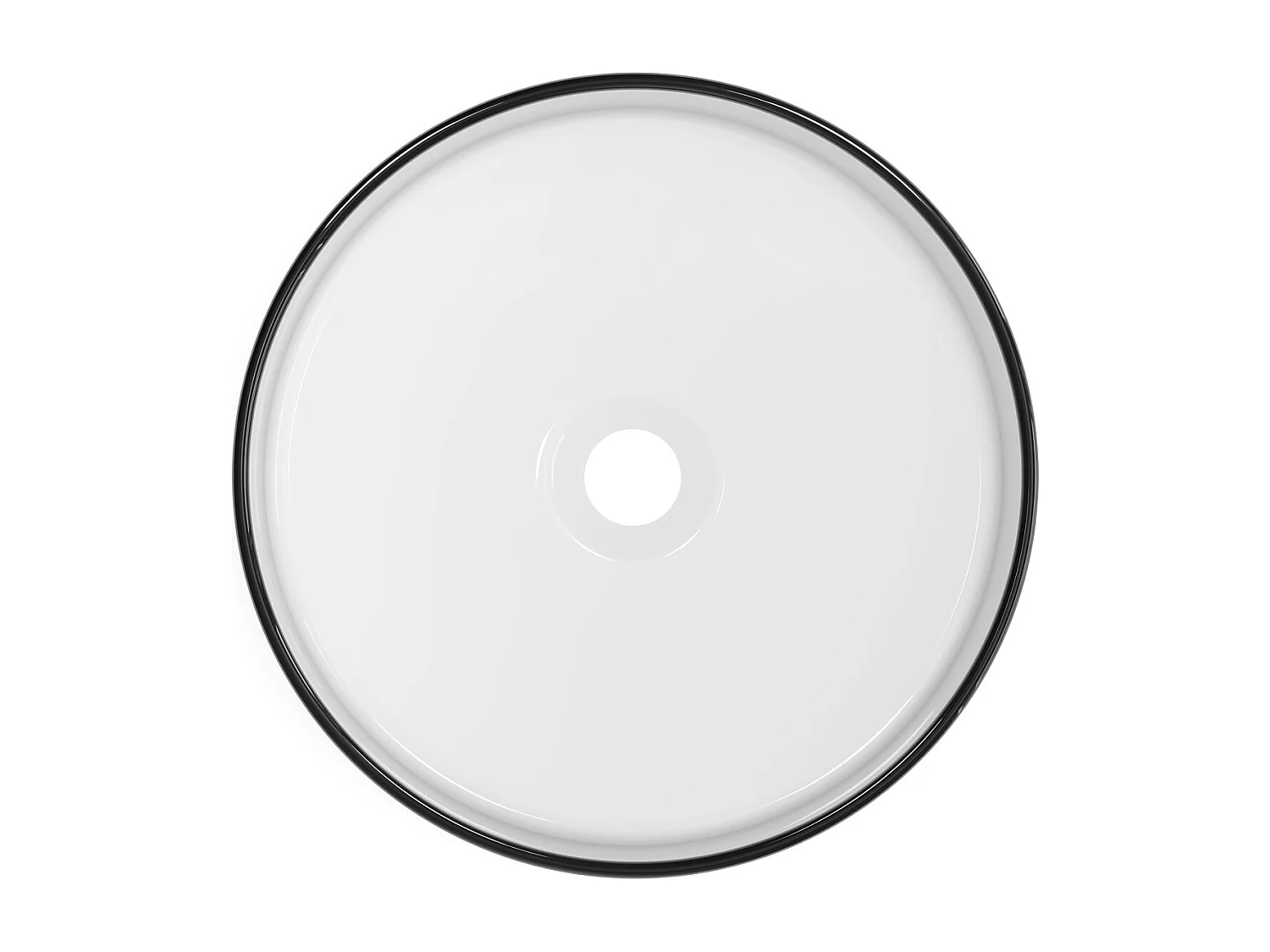 Vasque à poser ronde en céramique - Blanc avec liseré noir  - 36 cm - LENISO II