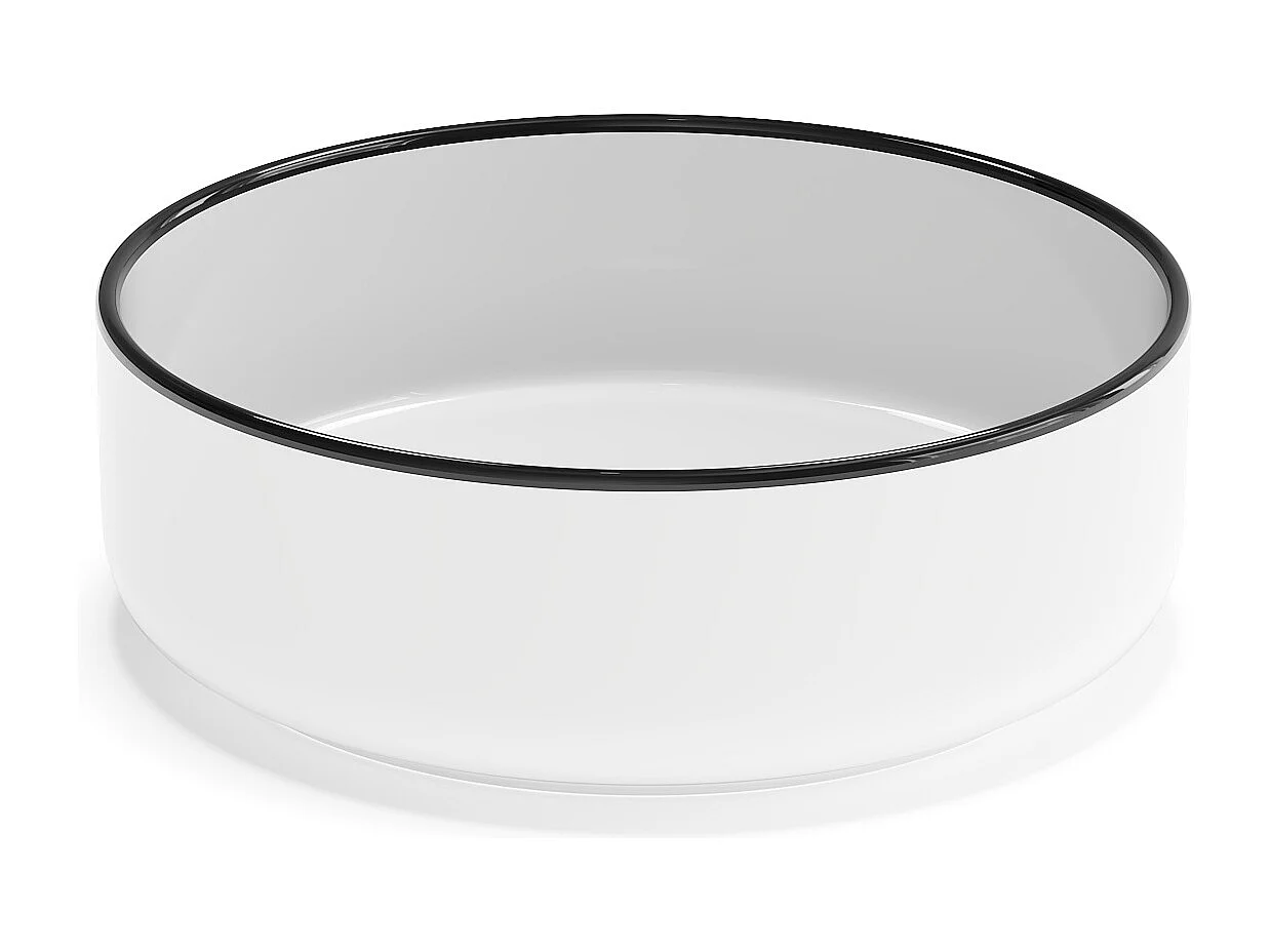 Vasque à poser ronde en céramique - Blanc avec liseré noir  - 36 cm - LENISO II
