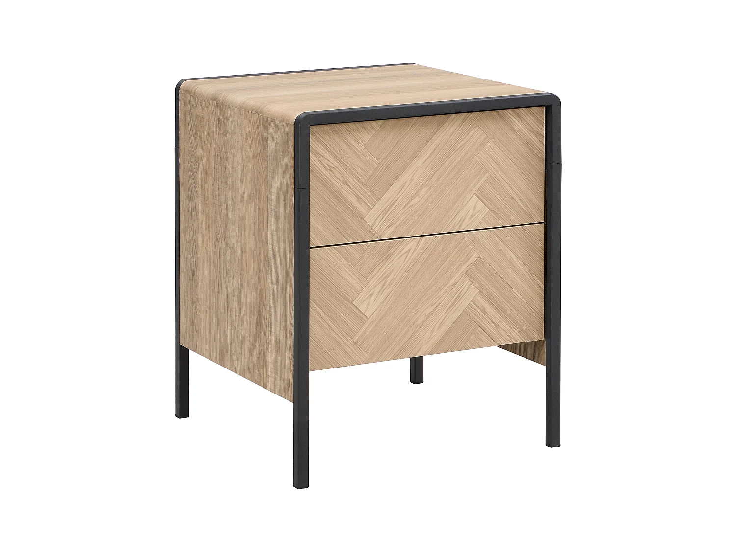 Lot de 2 tables de chevet - 2 tiroirs - MDF et métal - Coloris : Naturel et noir - TUMACO