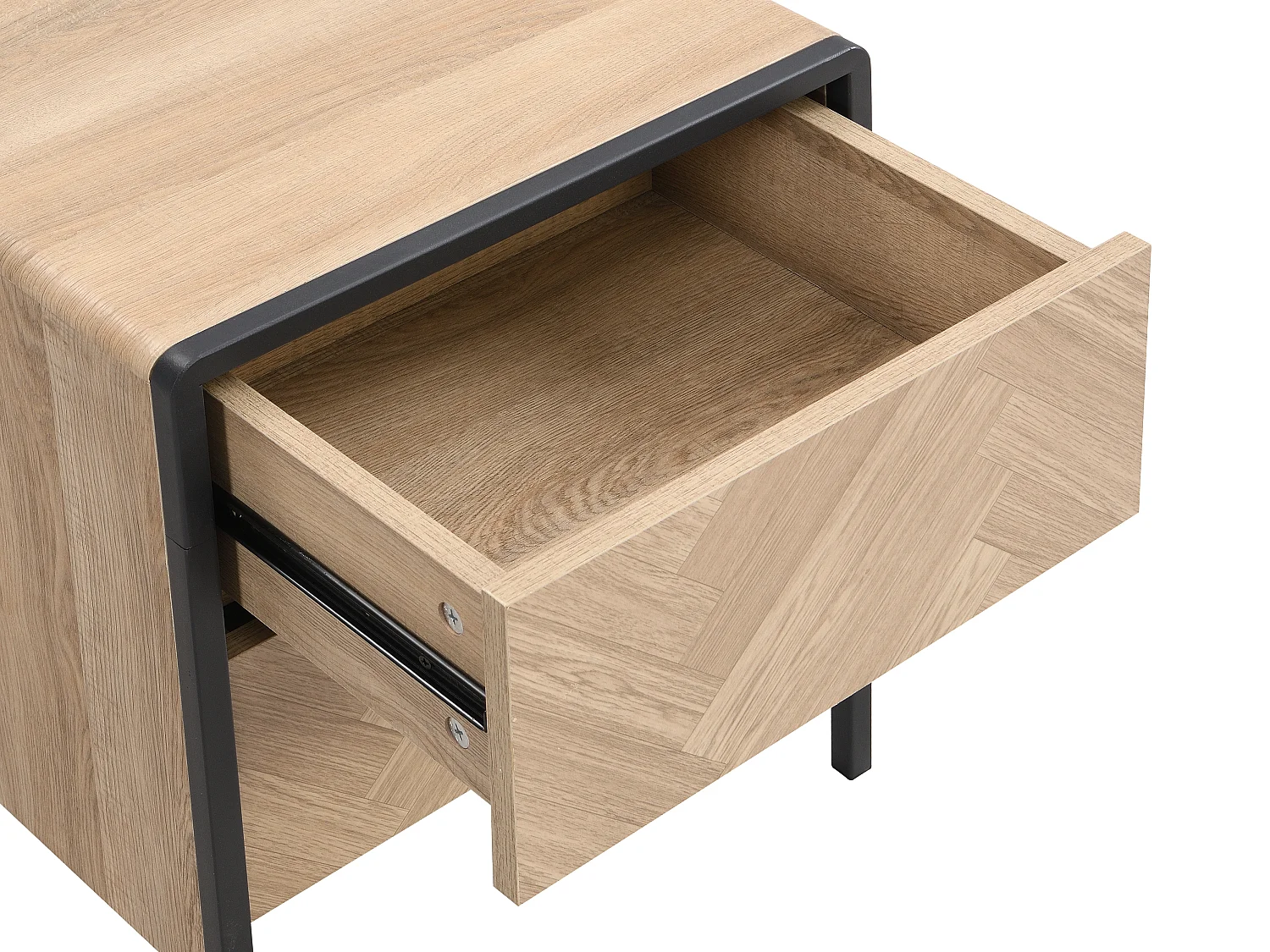 Comodino 2 cassetti MDF e Metallo Naturale e Nero - Lotto di 2 - TUMACO