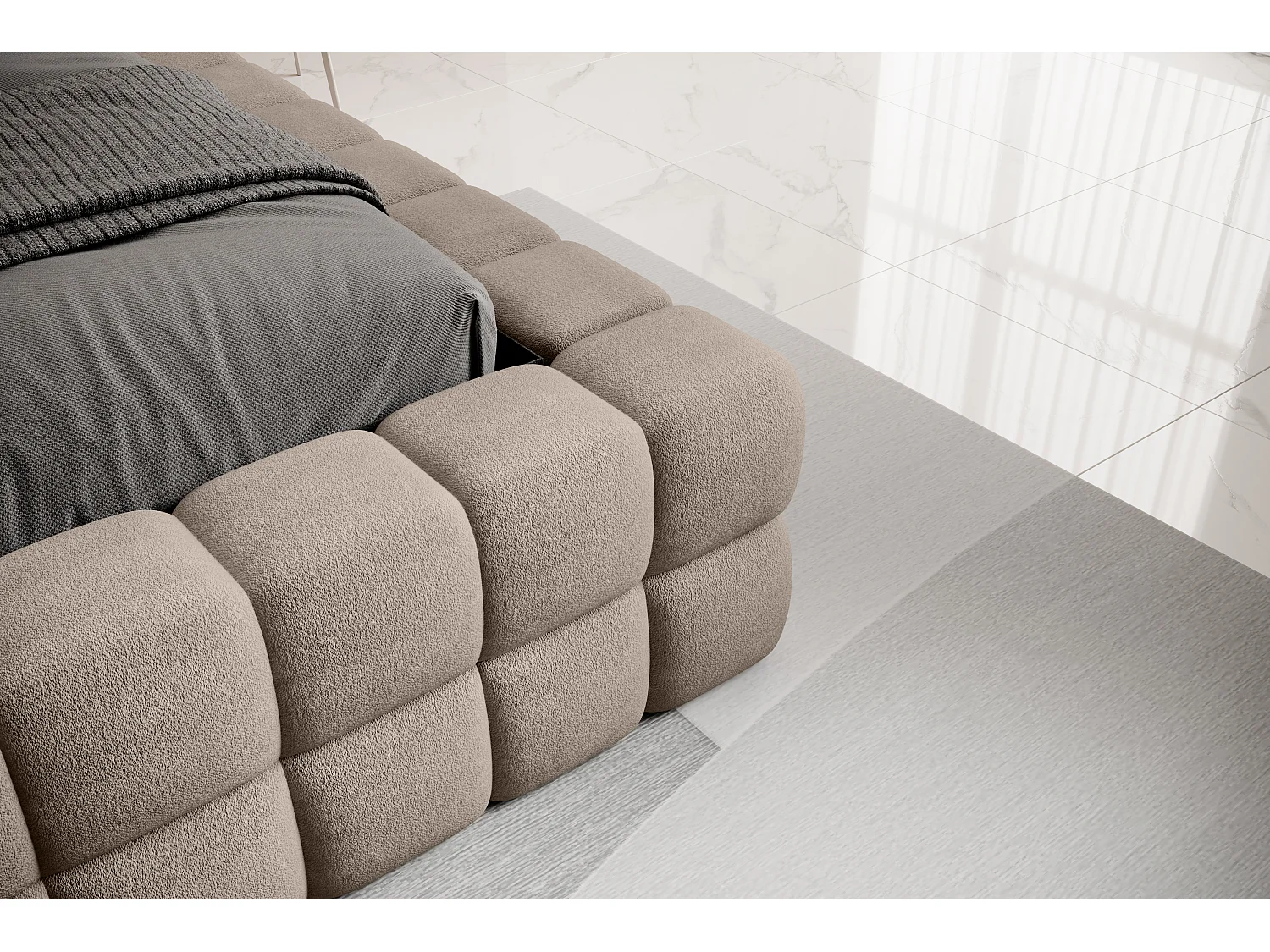 Letto Dario L (180x200)/Tessuto/incluso materasso/Marrone