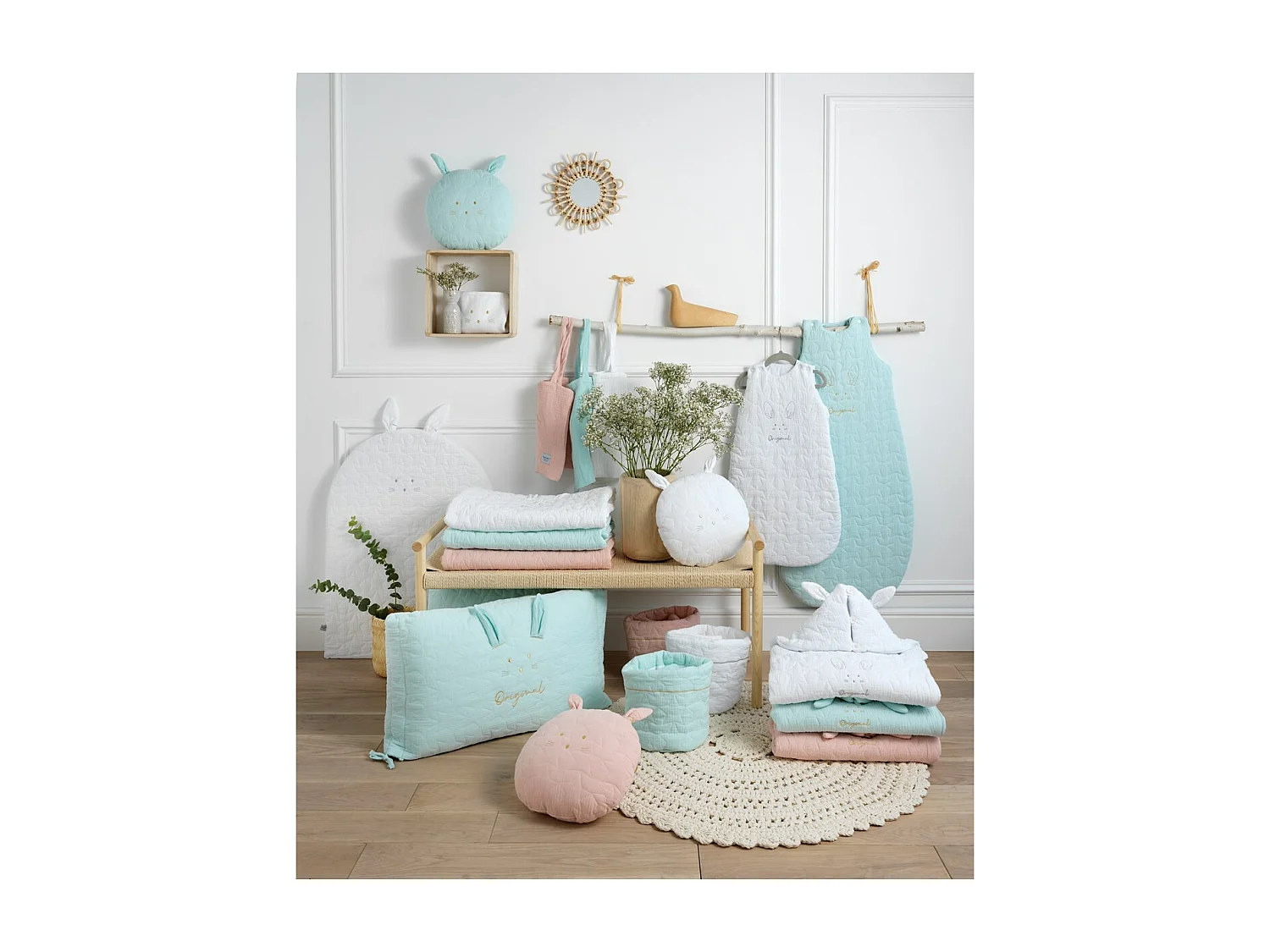 Couvre lit ovale pour berceau en coton GALOPIN - Sauthon Original