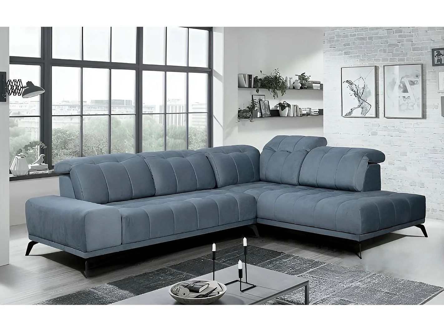 Ecksofa Granada R/Stoffbezug/Grau